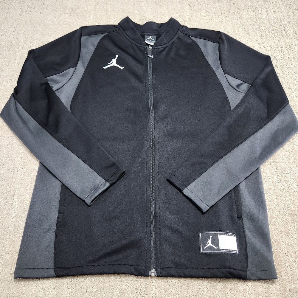 Nike Jordan Sweatshirt Women M Flight Knit Full Zip Basketball Jacket Black